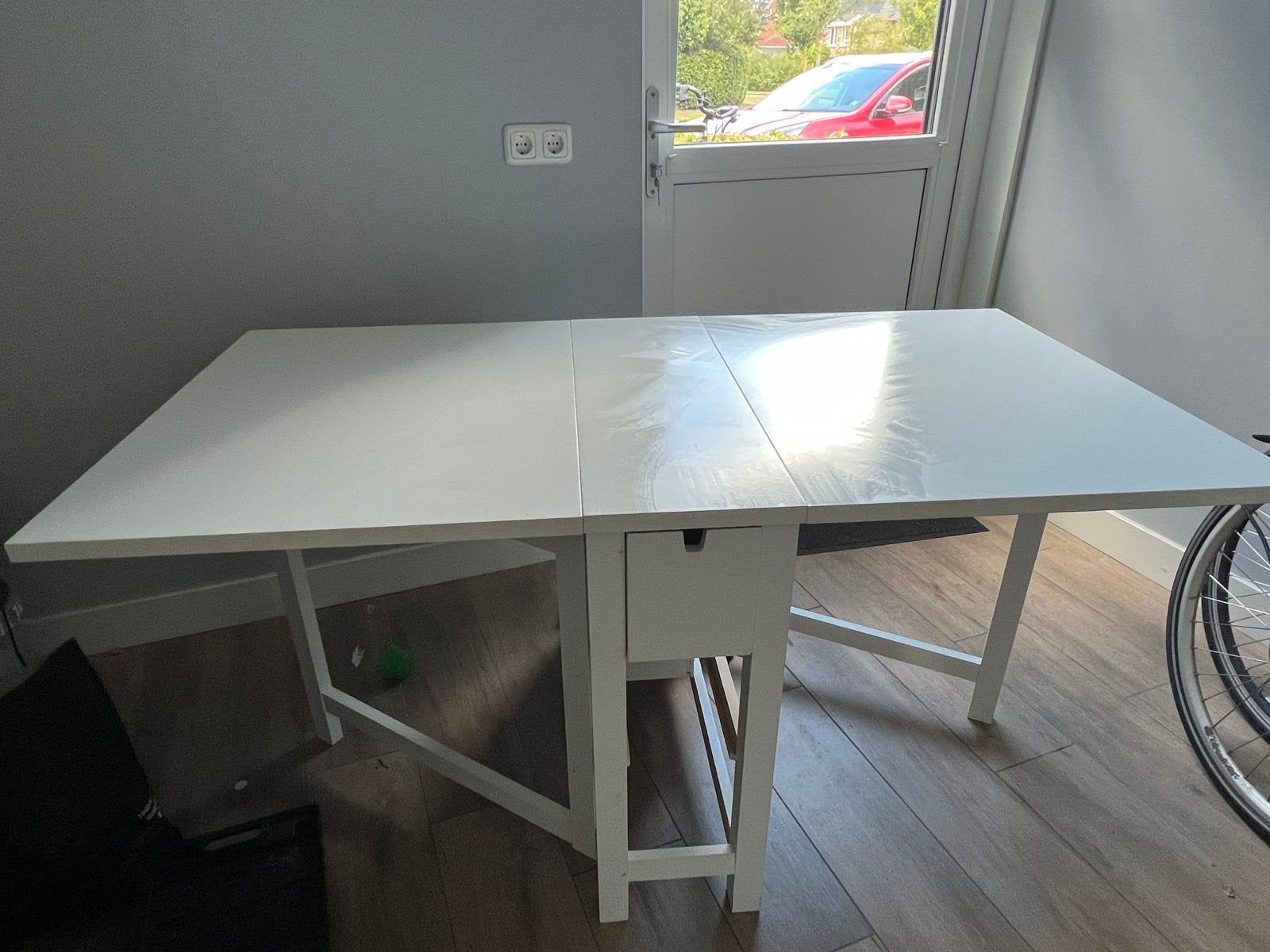Wit uitschuifbaar bureau met lades, Ophalen, Gebruikt
