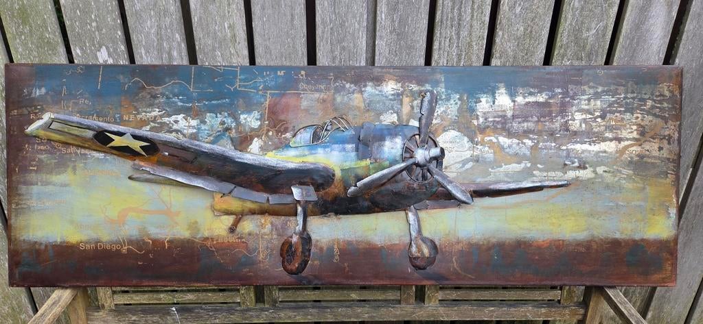 Metalen kunstwerk: Vliegtuig, Antiek en Kunst, Ophalen