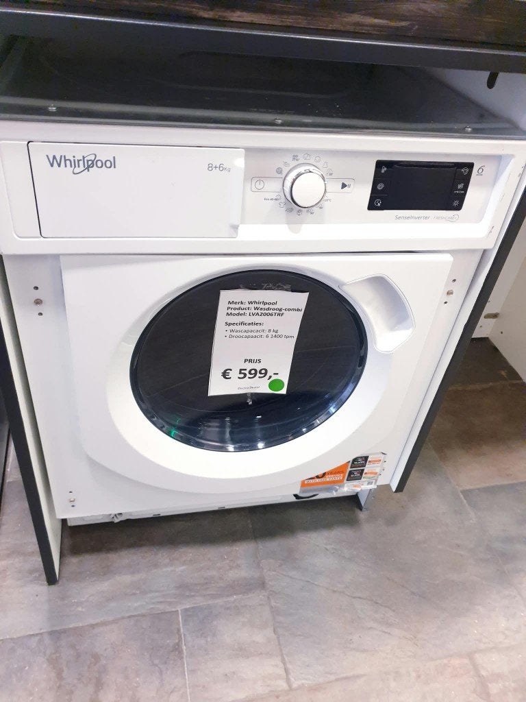 inbouw whirlpool wasdroog combi B KEUZE NIEUW inc garantie, Ophalen, 6 tot 8 kg, Minder dan 85 cm, Nieuw