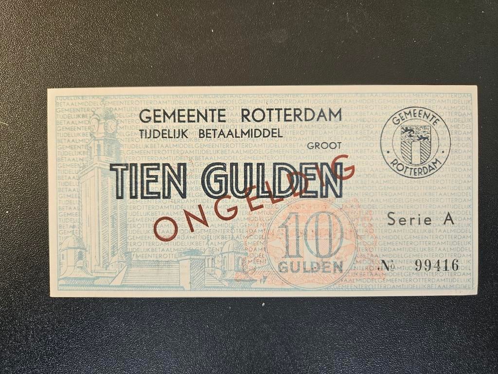 Nederland Rotterdam noodgeld 10 gulden 1944 UNC ongeldig WO2, Ophalen of Verzenden, 10 gulden, Los biljet