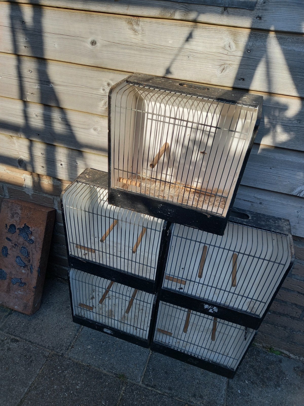 5 tentoonstelling kooien/hokken, Ophalen of Verzenden, Gebruikt, Hout, Vogelkooi