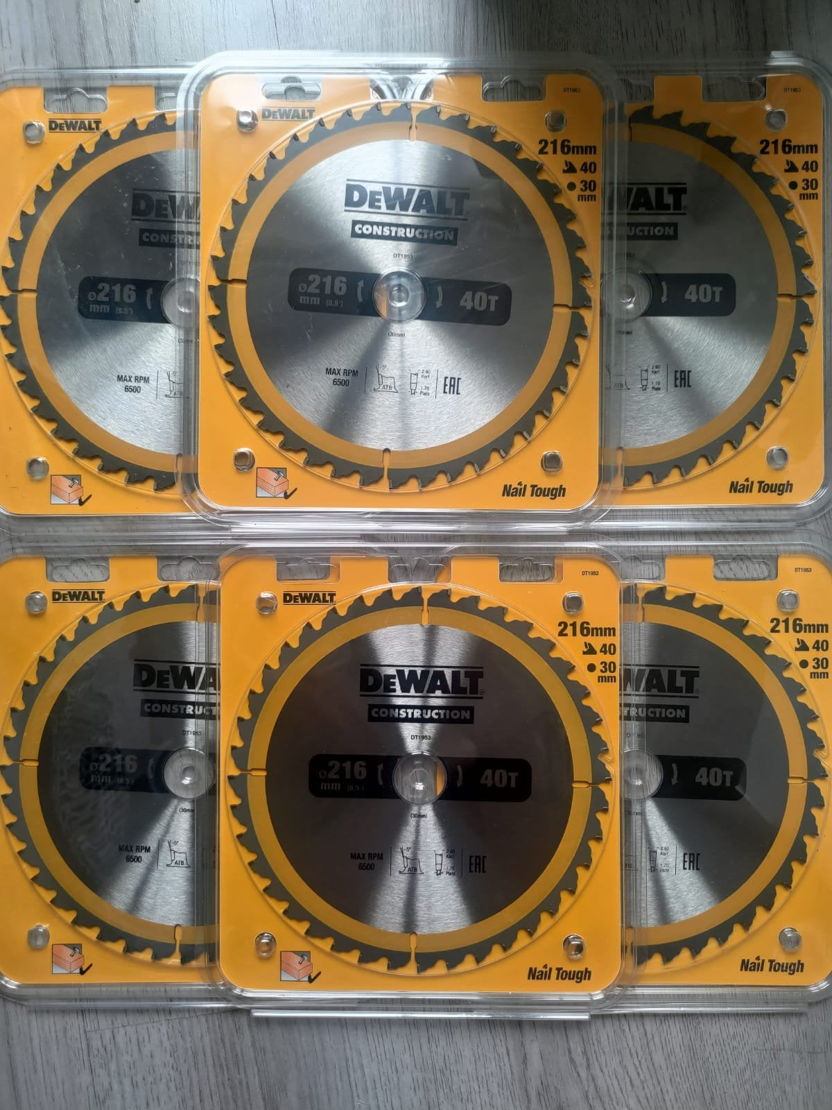 Nieuwe DeWalt Cirkelzaagbladen 216mm 40T (6 stuks), Cirkelzaag, DeWalt, 70 mm of meer, Nieuw