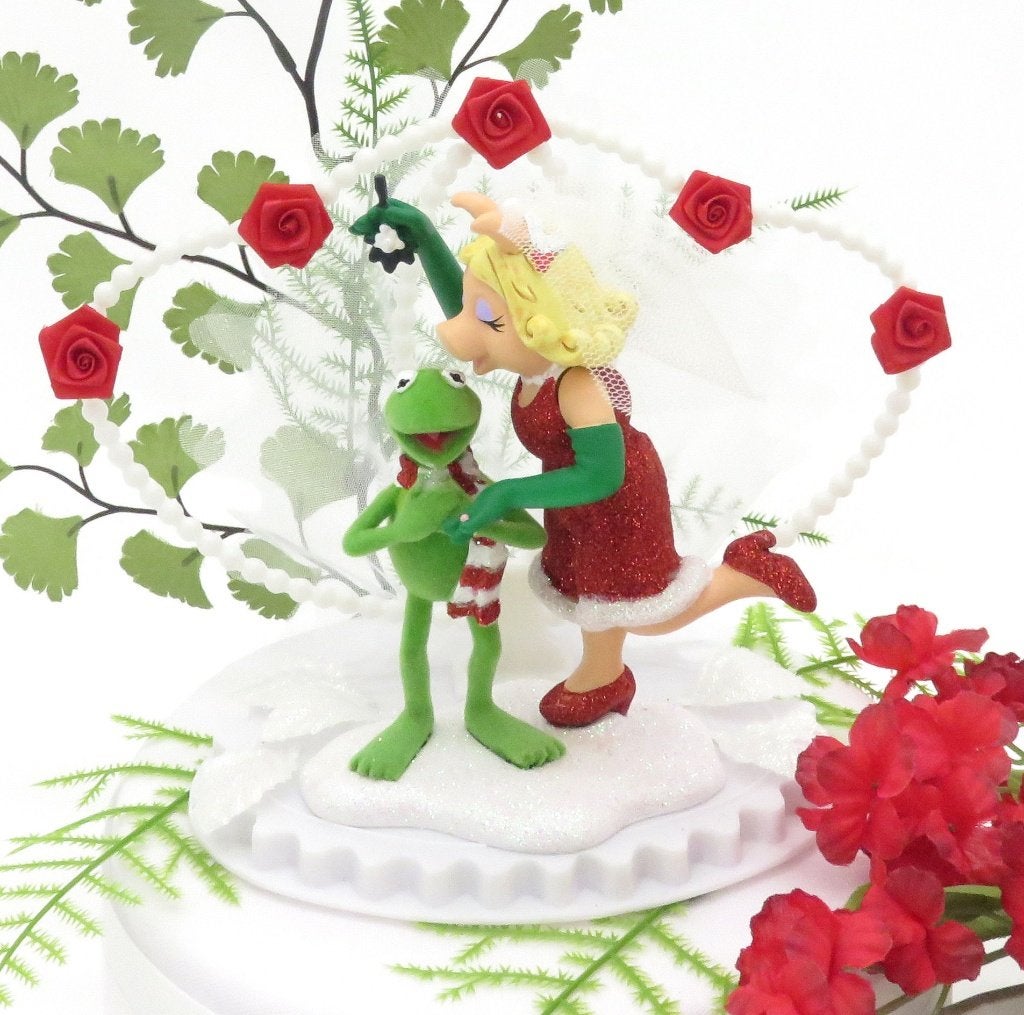 Zeer mooie Disney Miss Piggy & Kermit taarttopper., Ophalen of Verzenden, Nieuw, Versiering, Geboorte of Huwelijk