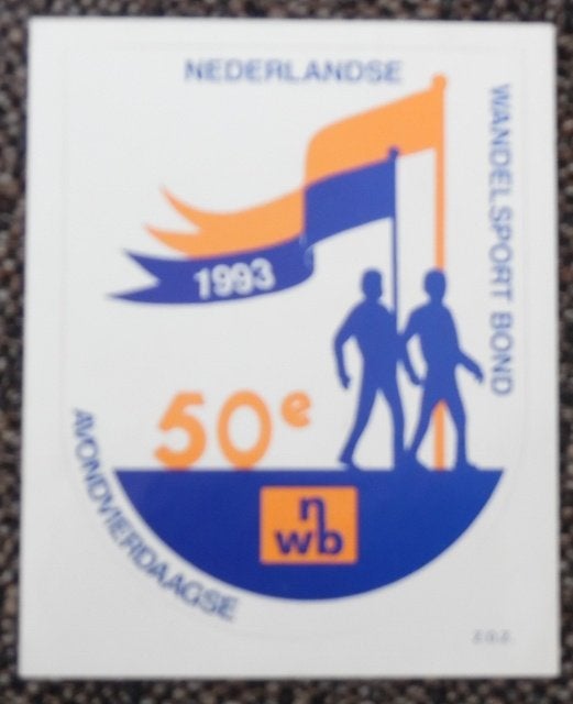 Sticker - Nederlandse Wandelsport Bond - 50e avondvierdaagse, Verzamelen, Ophalen of Verzenden, Zo goed als nieuw, Sport