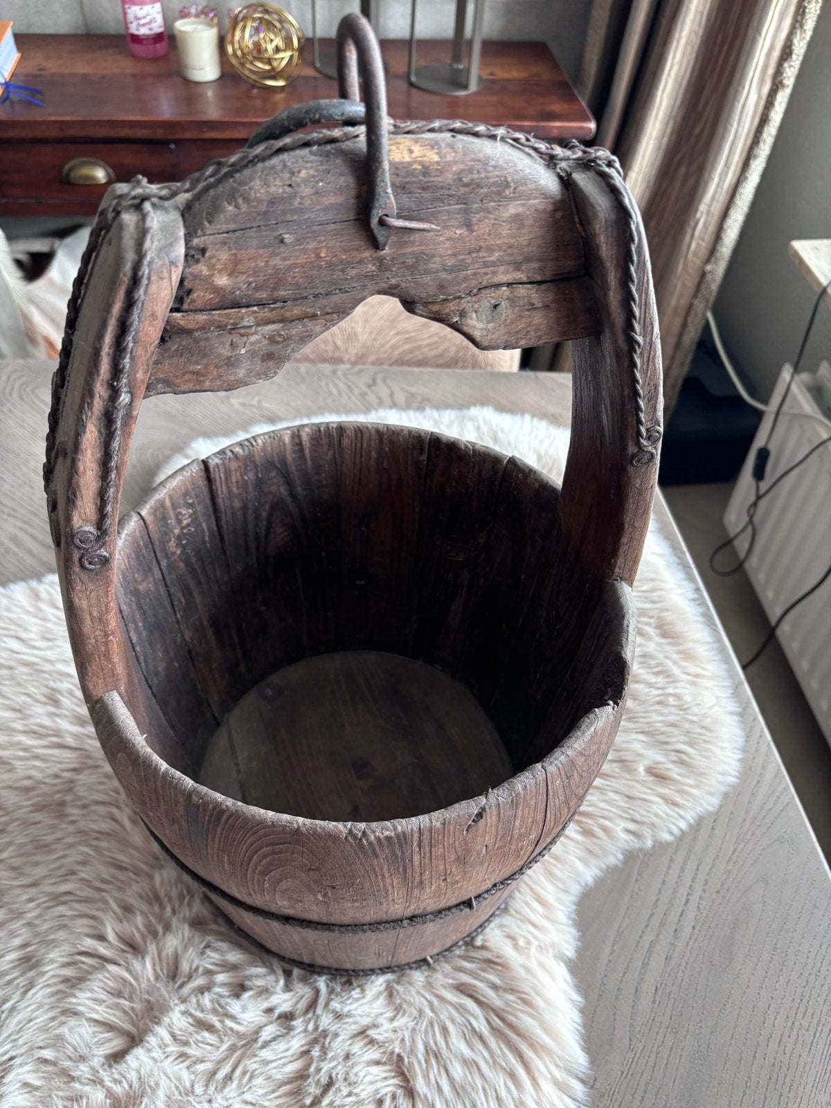 Antieke houten emmer - ca. 50 cm hoog, Antiek en Kunst, Ophalen of Verzenden