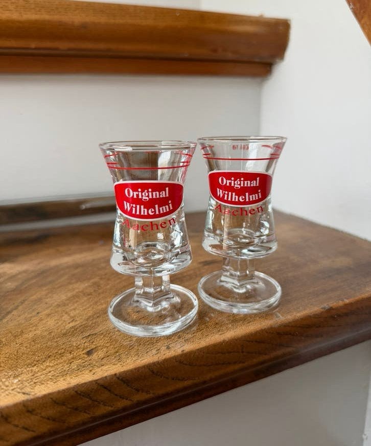 2x Borrelglas Original Wilhelmi Aachen, Ophalen of Verzenden, Zo goed als nieuw, Borrel- of Shotglas