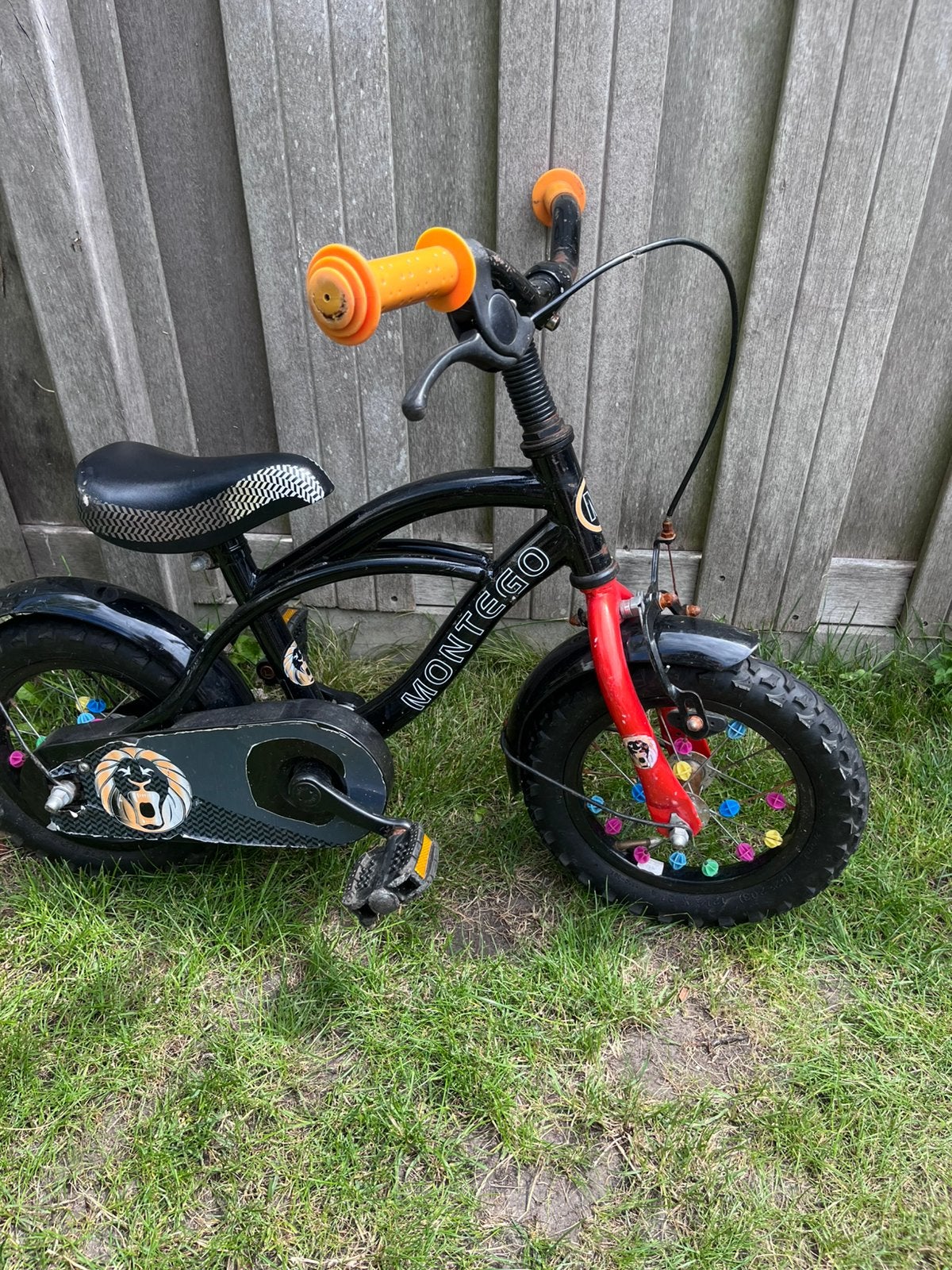 Stoere kinderfiets Montego, 12 inch, Fietsen en Brommers, Fietsen | Kinderfietsjes, Ophalen, Gebruikt, Terugtraprem, Minder dan 16 inch