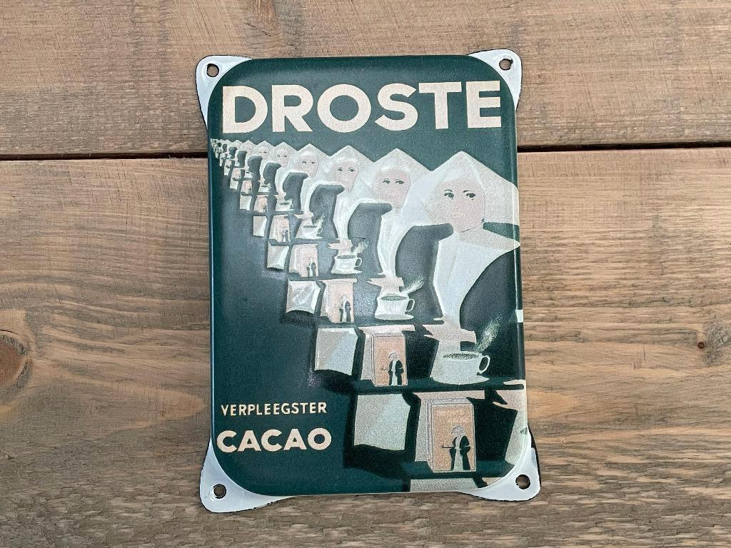Emaille Bord Droste Verpleegster Cacao - Deurpostje, Ophalen of Verzenden, Zo goed als nieuw, Reclamebord