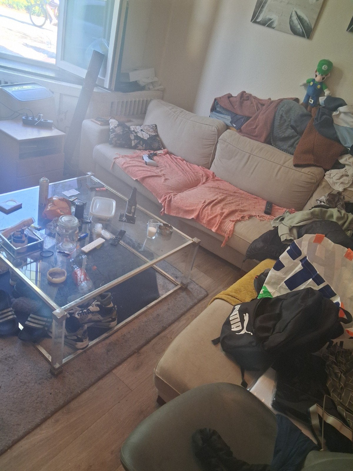 Hoekbank en salontafel te koop, Huis en Inrichting, Ophalen, Gebruikt, Hoekbank, Metaal