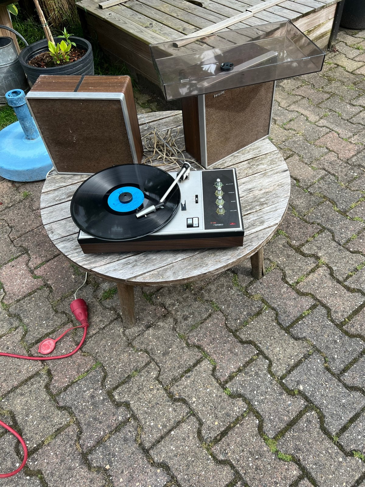Vintage Philips 715 Stereo Platenspeler met Speakers, Ophalen, Gebruikt, Platenspeler, Philips