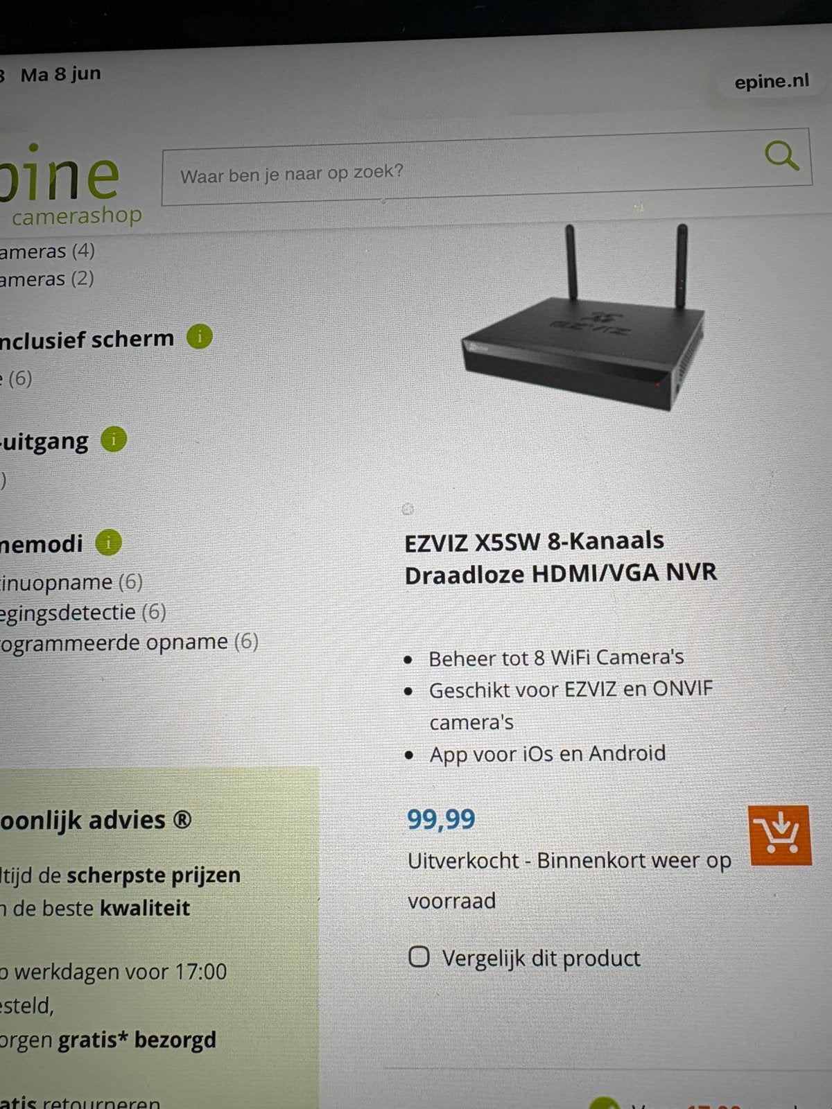 EZVIZ Beveiligingscamera's en Video Recorder Set, Audio, Tv en Foto, Ophalen of Verzenden, Zo goed als nieuw, Binnencamera