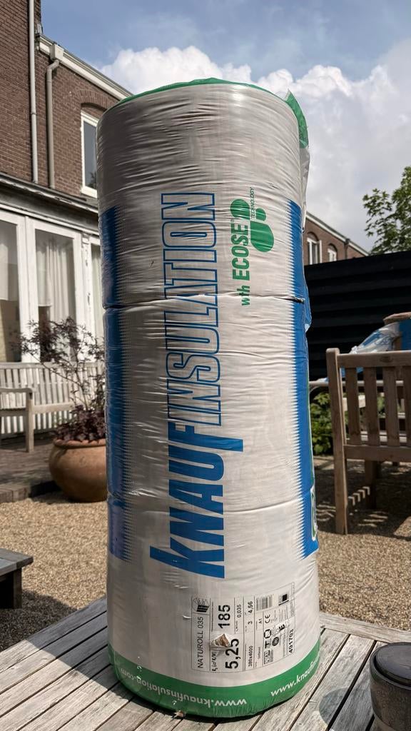 Knauf Naturoll 035 Glaswol Isolatie - 185mm dik, Ophalen, 12 cm of meer, Nieuw, Minder dan 5 m²