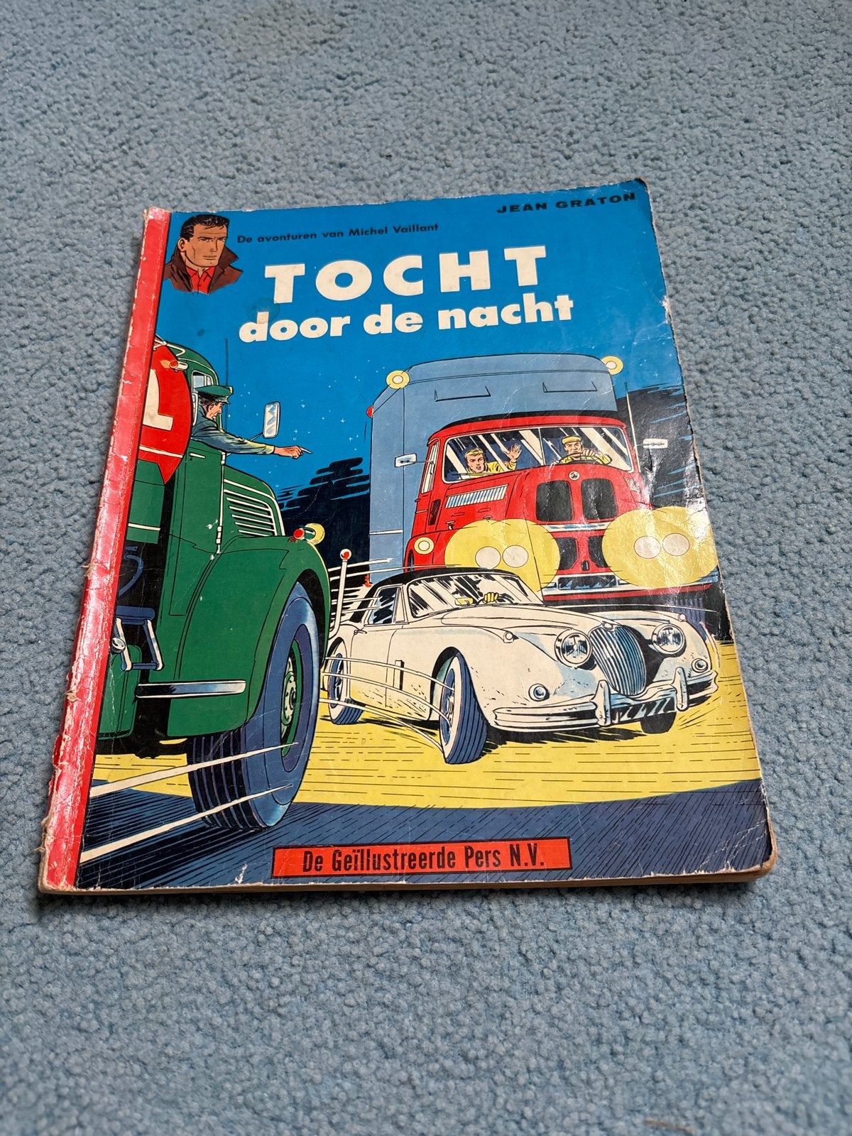 Michel Vaillant - Tocht door de nacht (1963), Eén stripboek, Ophalen of Verzenden, Gelezen
