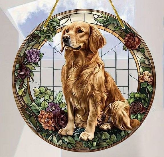 Raamhanger Golden Retriever, Tuin en Terras, Tuinwanddecoratie, Verzenden, Nieuw