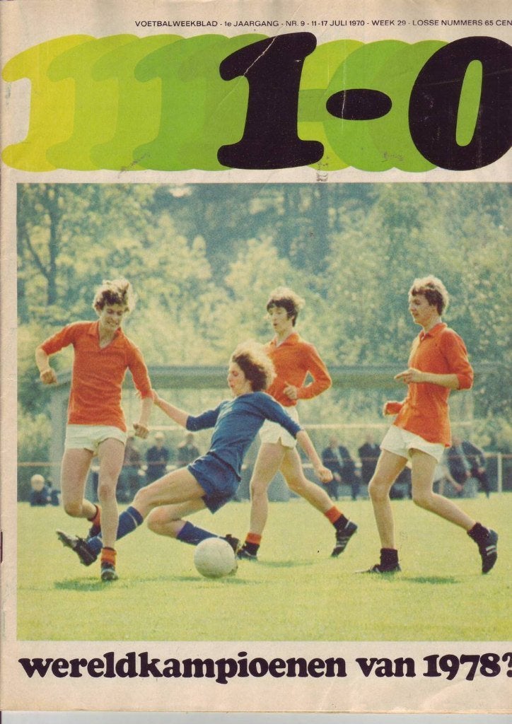 1-0 voetbaltijdschrift 11-7-1971 Feyenoord wint E.C., Verzenden, Gebruikt, Feyenoord, Boek of Tijdschrift
