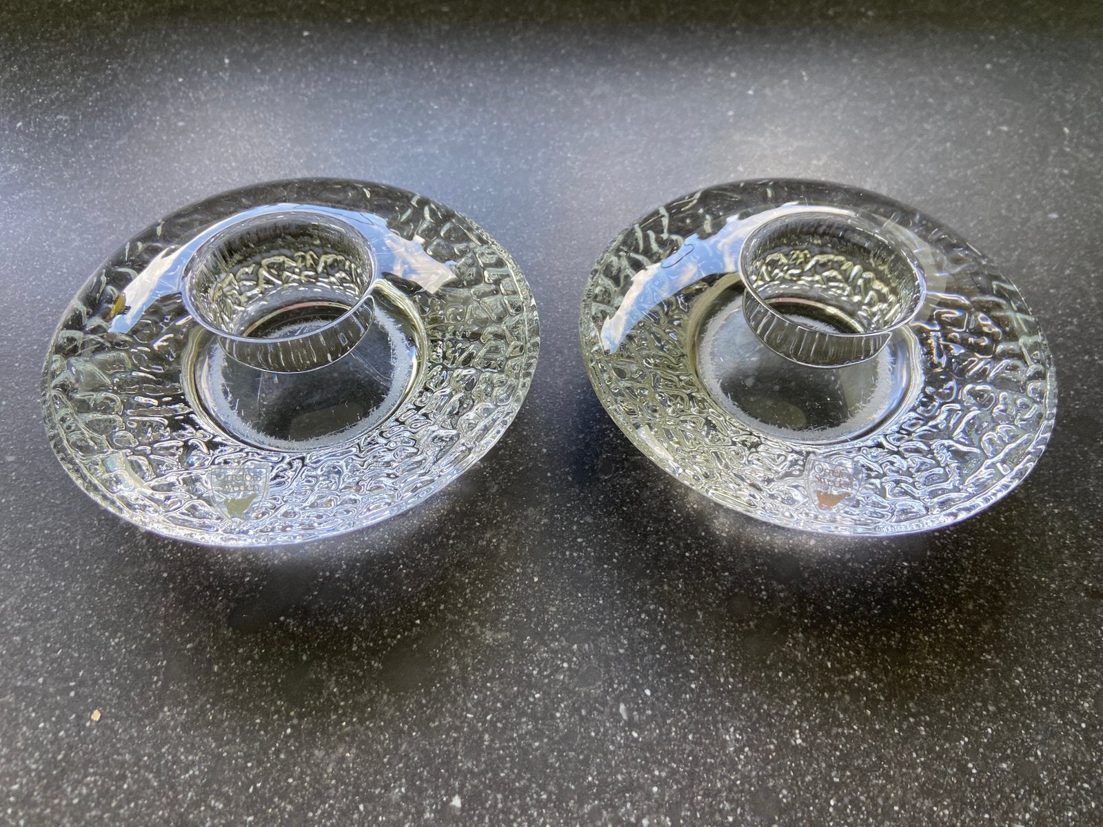 Orrefors Sweden theelicht waxinalicht houder kristal discus, Antiek en Kunst, Ophalen of Verzenden