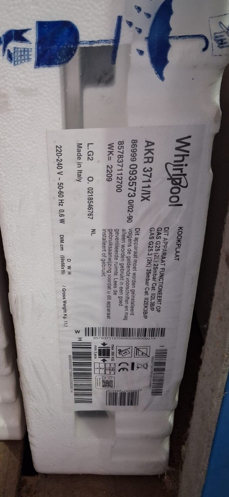 whirlpool gaskookplaat  4 pits nieuw, Ophalen, Nieuw, 4 kookzones, Inbouw