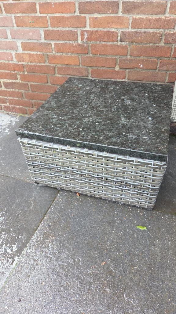 Hoeker met marmeren steen 60x60, Ophalen, Gebruikt, Vierkant, Overige materialen