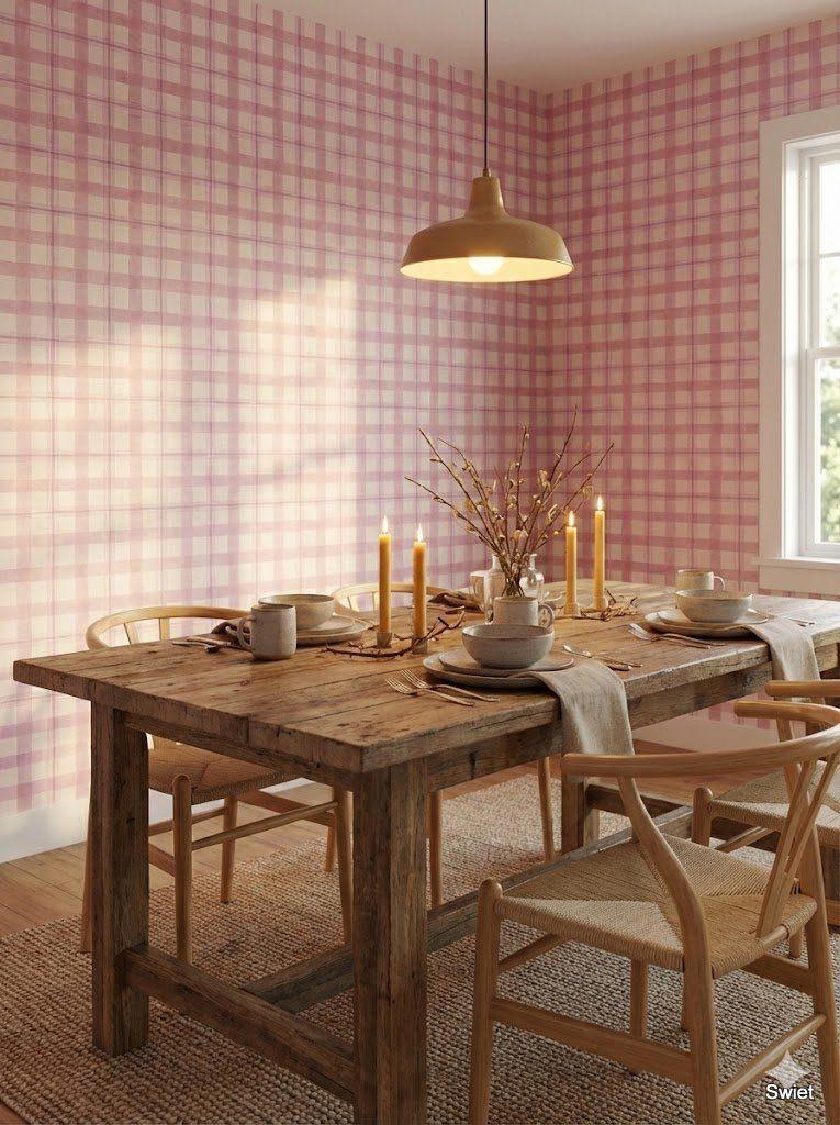 7751 roze ruit zacht vriendelijk vintage behang helder swiet, Verzenden, Minder dan 10 m², Wit