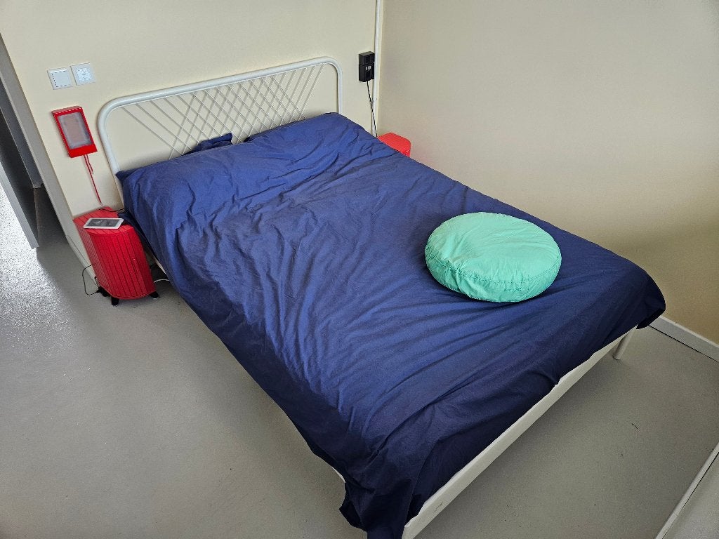 IKEAT Nesttun bedframe 140x200cm inclusief lattenbodem, Huis en Inrichting, Slaapkamer | Bedden, Ophalen, Gebruikt, Wit, Tweepersoons