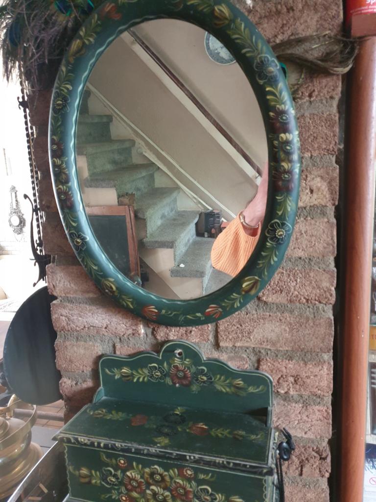 Hindeloopen spiegel en kammenbakje, Ophalen, Rechthoekig, Minder dan 50 cm