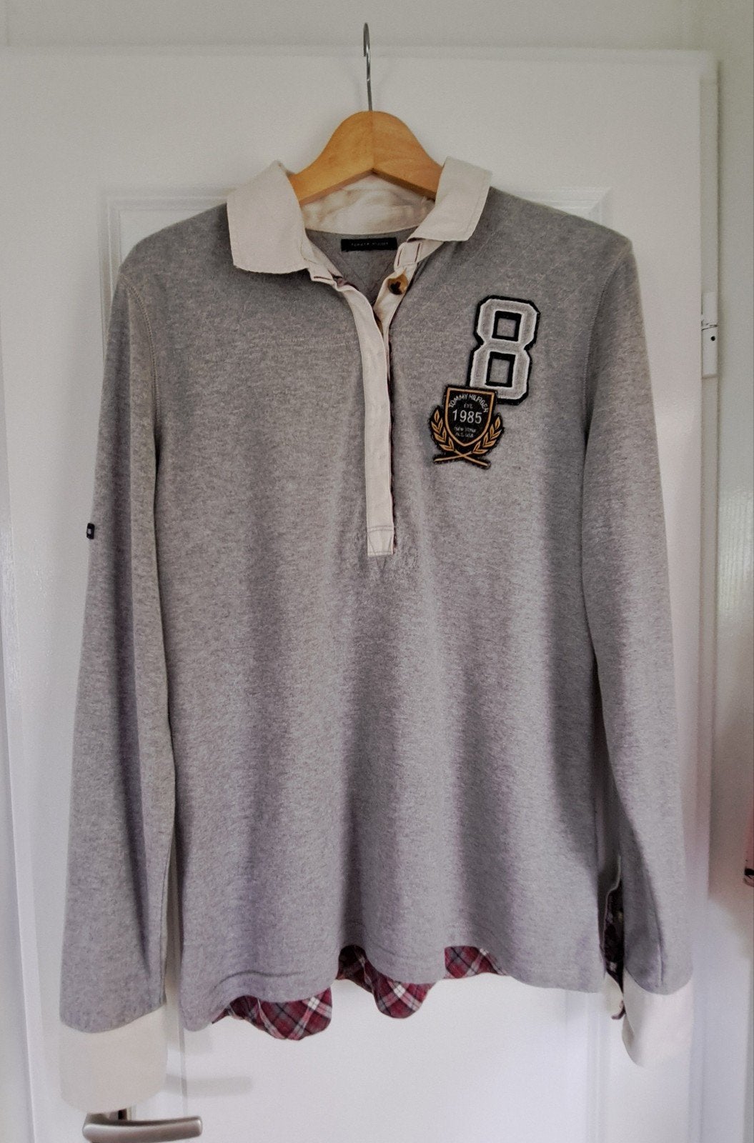 Vintage Tommy Hilfiger Heren Rugby Polo Grijs (Maat S), Ophalen of Verzenden, Grijs