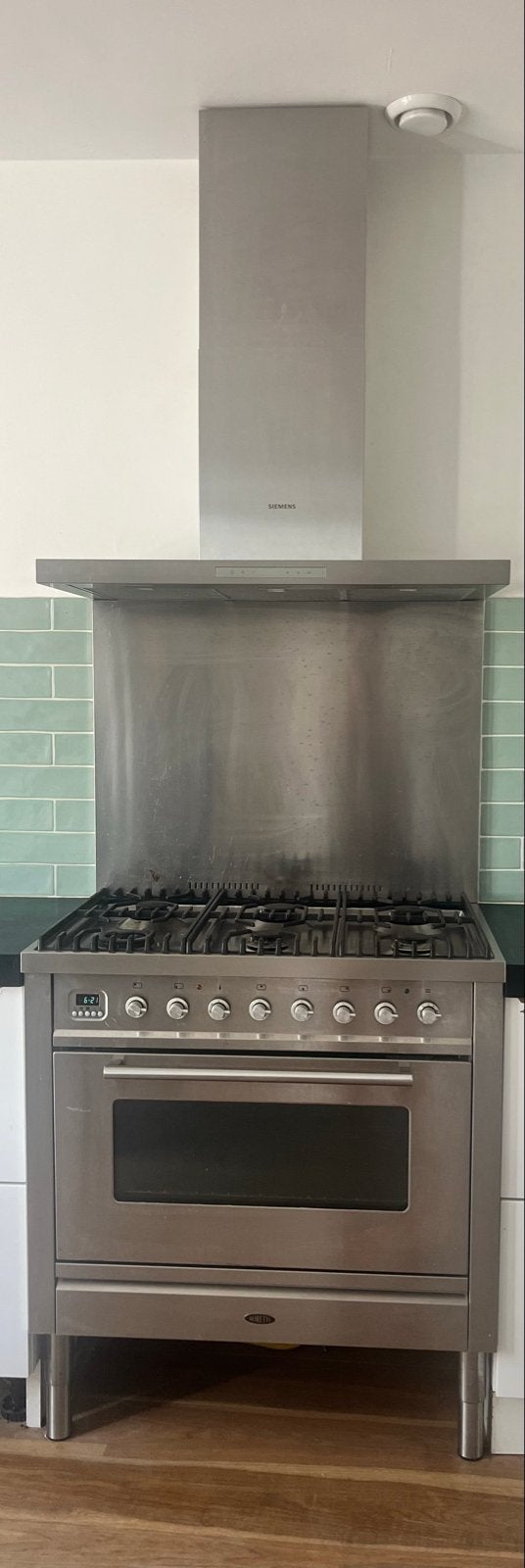 Boretti Fornuis met 6 gaspitten, oven en afzuigkap!, Gebruikt, 60 cm of meer, Ophalen of Verzenden, Gas