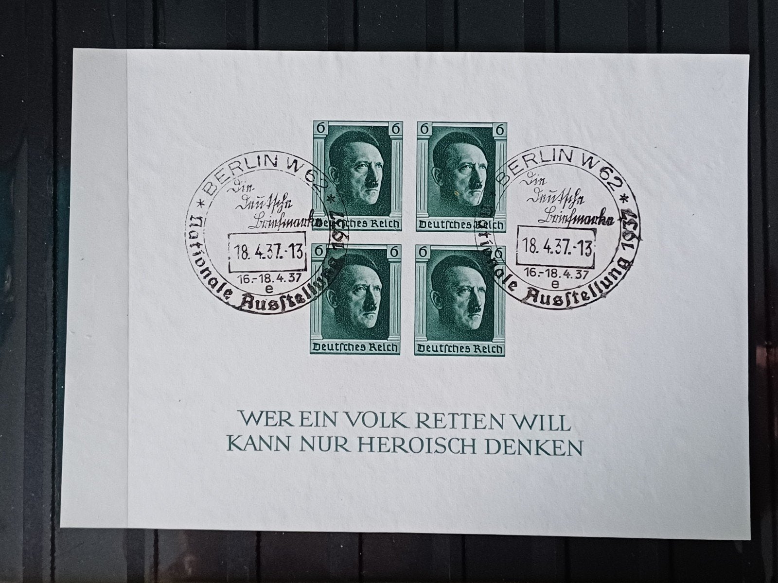 Adolf Hitler blok 8 gestempeld, Ophalen of Verzenden, Duitsland