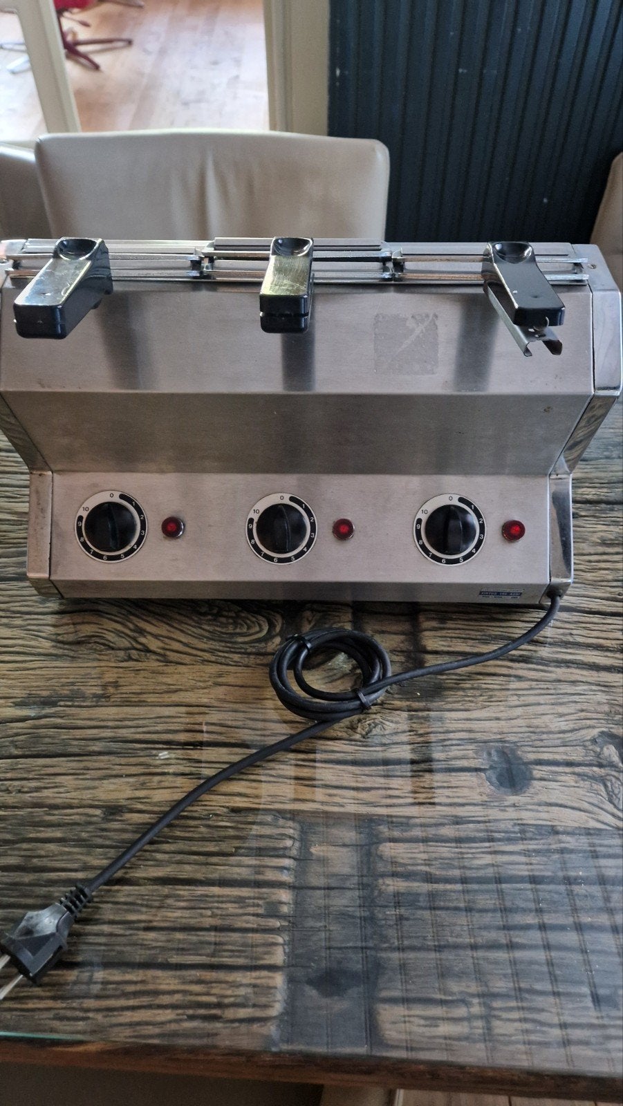 Tosti-ijzer Virtus 3 tangen RVS met timer, Ophalen of Verzenden, Gebruikt