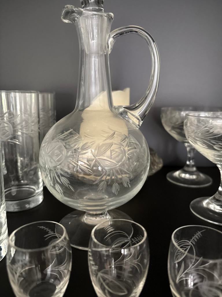 Karaf plus 3 glaasjes kristal, Ophalen of Verzenden, Zo goed als nieuw, Overige typen
