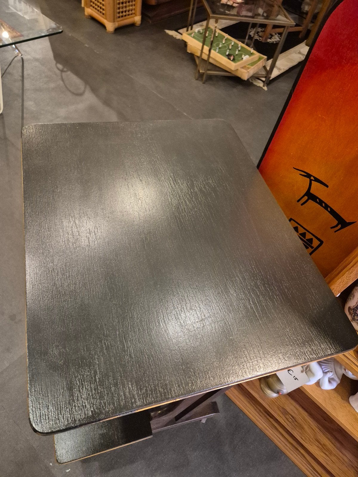 Vintage houten bijzettafel met wieltjes, Ophalen