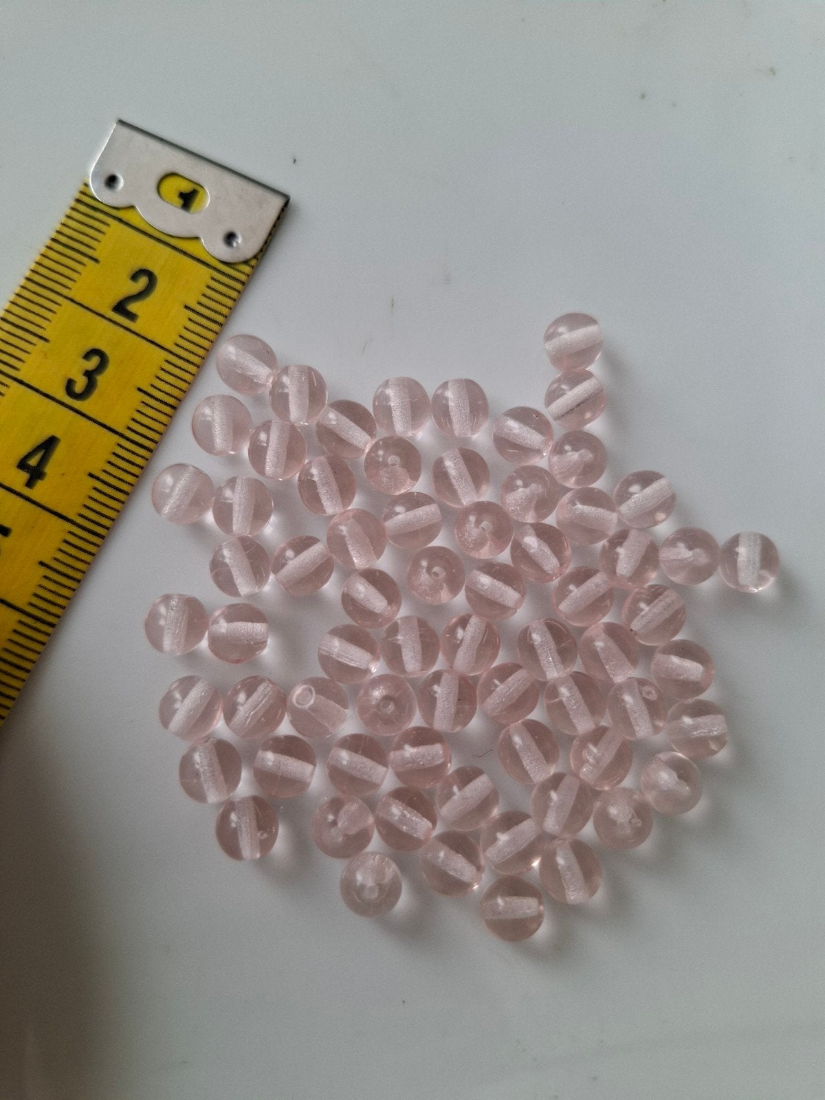 68 stuks 6 mm glaskralen roze lichtroze kralen partij, Kraal, -, -, Nieuw