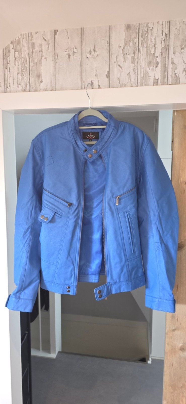Di Biagi Leren Jas Maat 50 Blauw - Niet Gedragen, Kleding | Heren, Jassen | Zomer, Ophalen, Nieuw, Di Biagi, Maat 48/50 (M)
