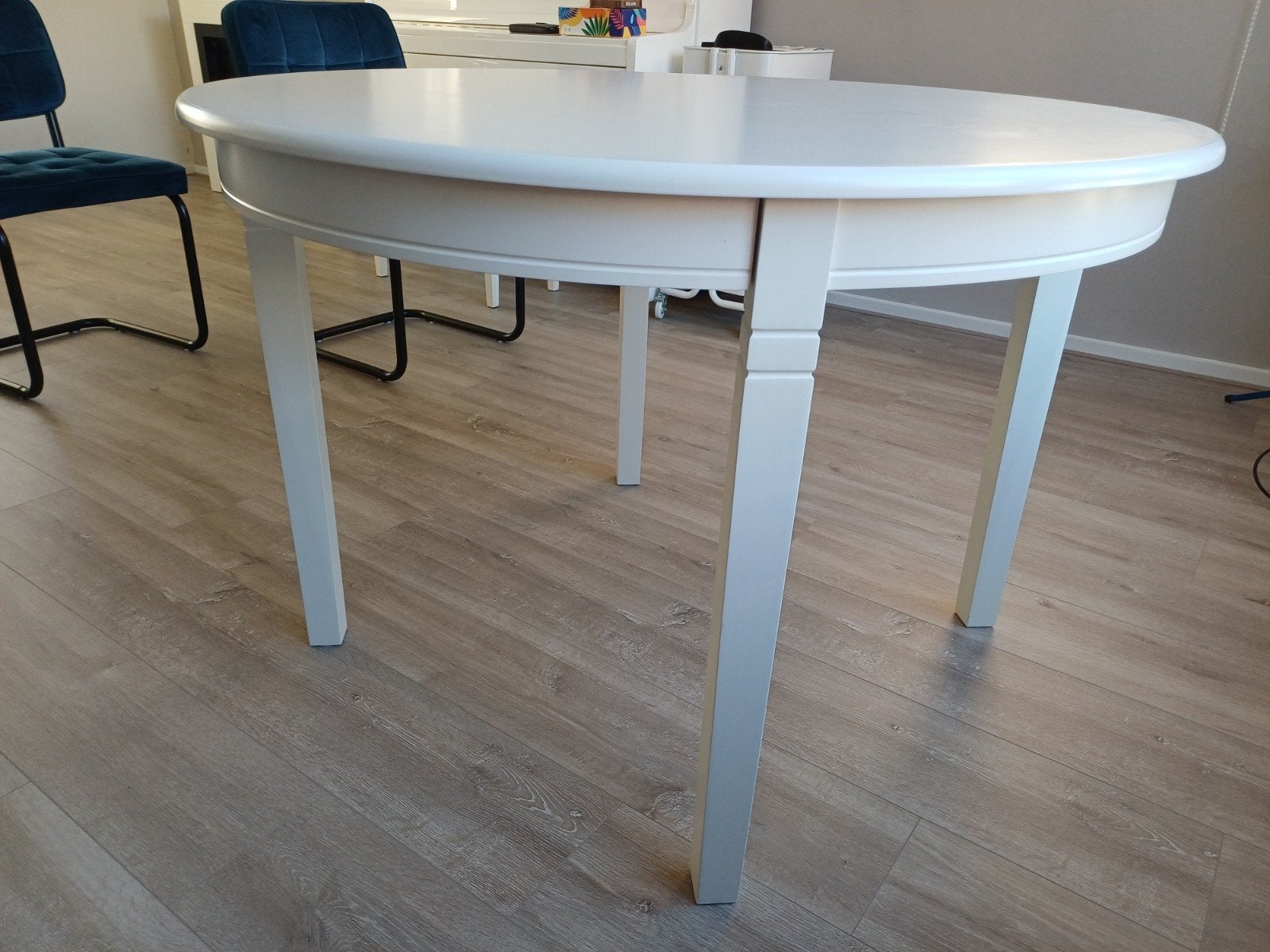 Ronde witte eettafel Jysk - Ø120cm, H75cm, Ophalen, Rond, Zo goed als nieuw, 100 tot 150 cm