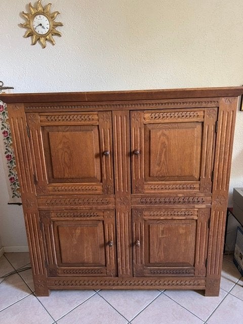 eiken kast massief, Ophalen, Gebruikt, Eikenhout, 25 tot 50 cm