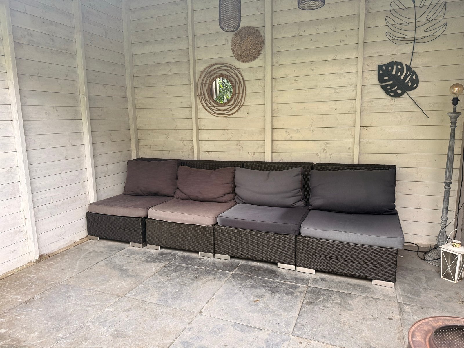 Wicker loungeset met 4 zitplaatsen, Ophalen, 4 zitplaatsen, Gebruikt, Loungeset