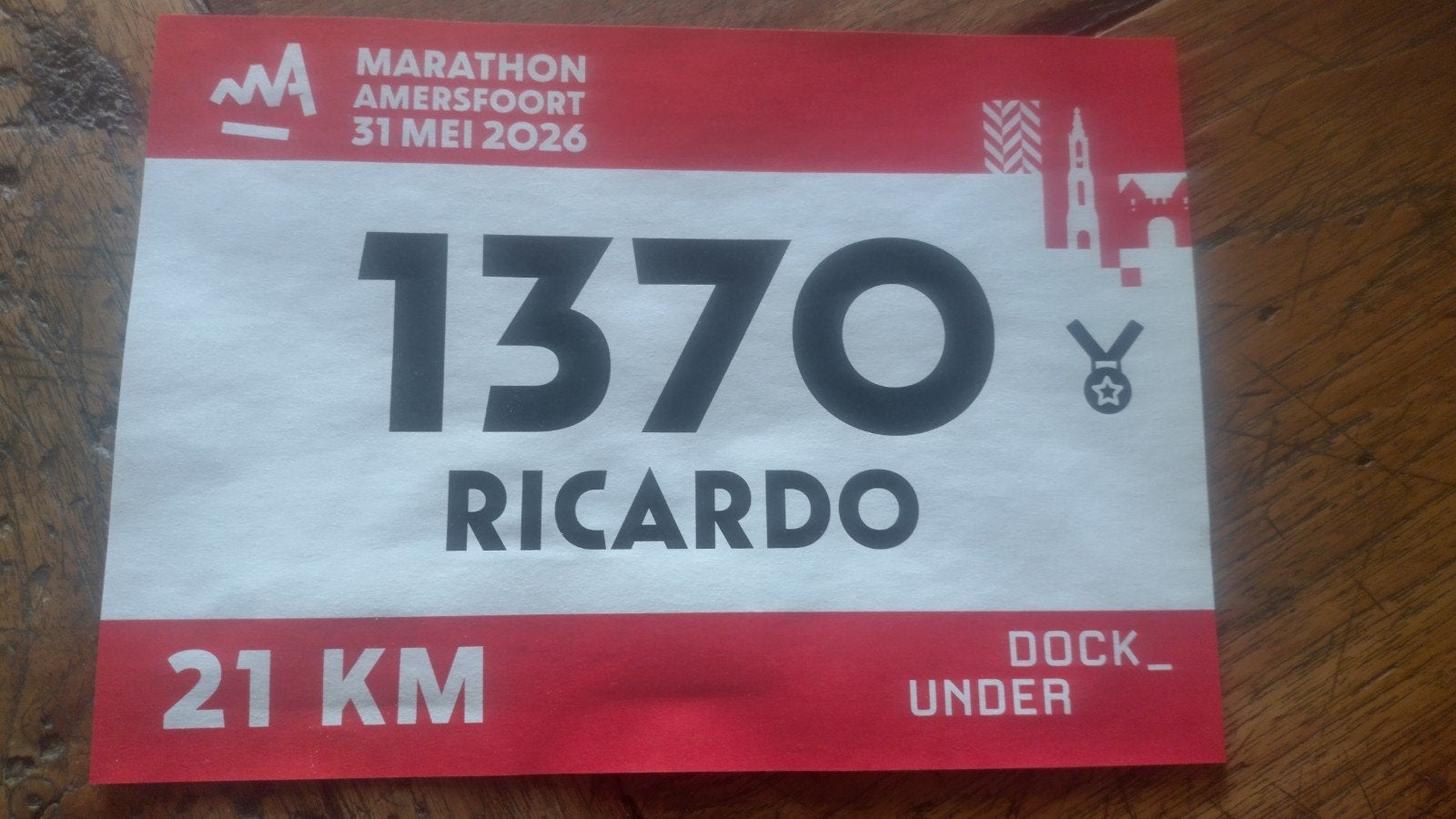 Startbewijs halve marathon Amersfoort