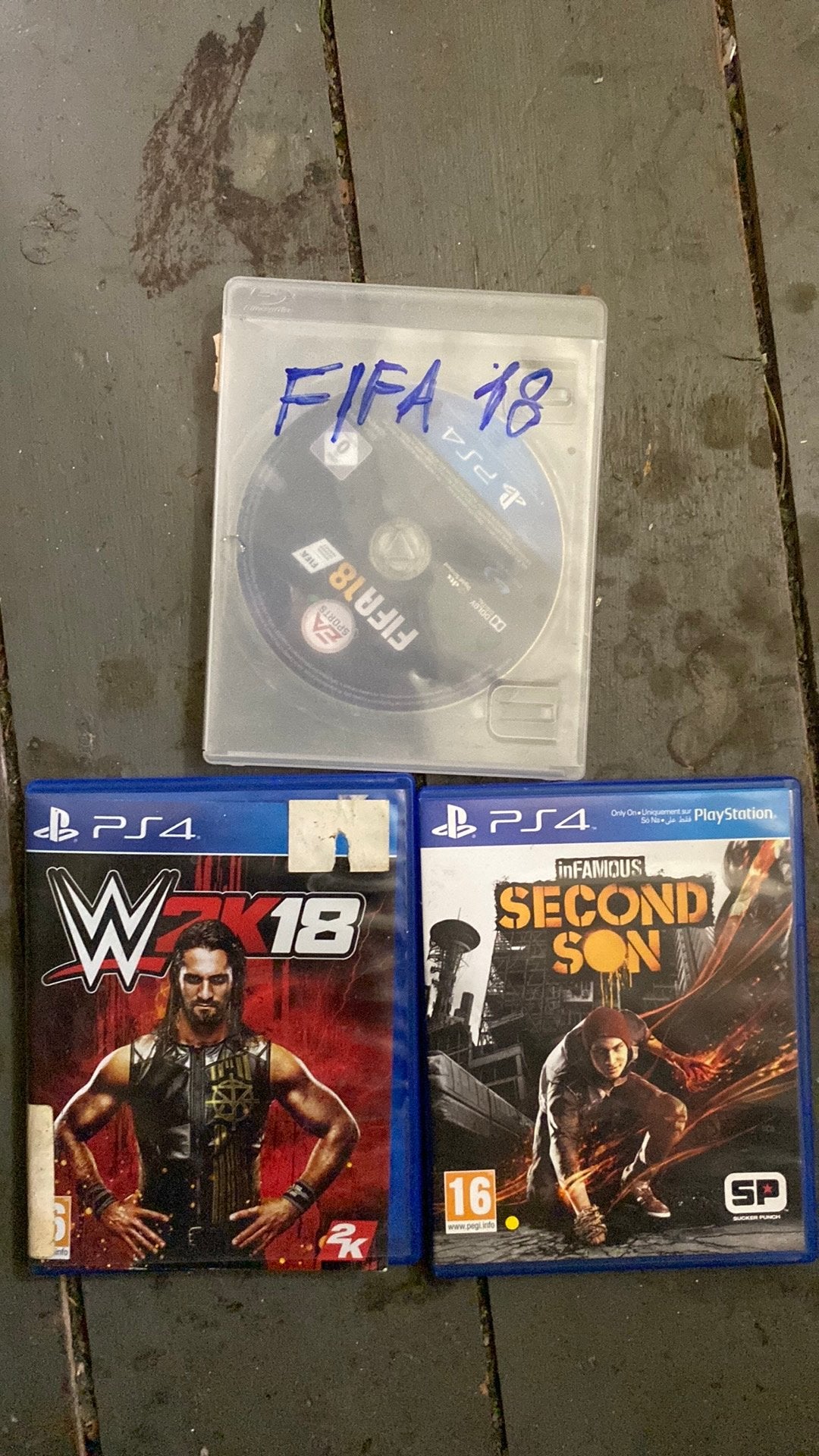 PS4 Spelen. WWE 2k18, inFamous Second Son en FIFA 18, Ophalen of Verzenden, Zo goed als nieuw, Sport, 3 spelers of meer