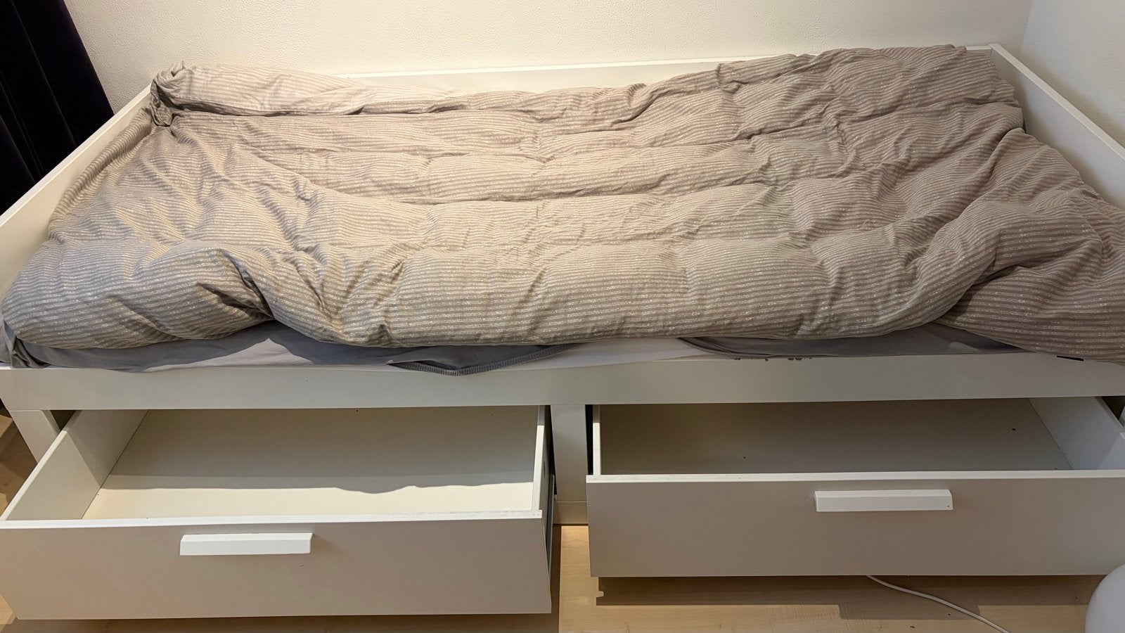 IKEA Hemnes bedbank met 2 lades, Ophalen, Wit, Tweepersoons, 80 cm