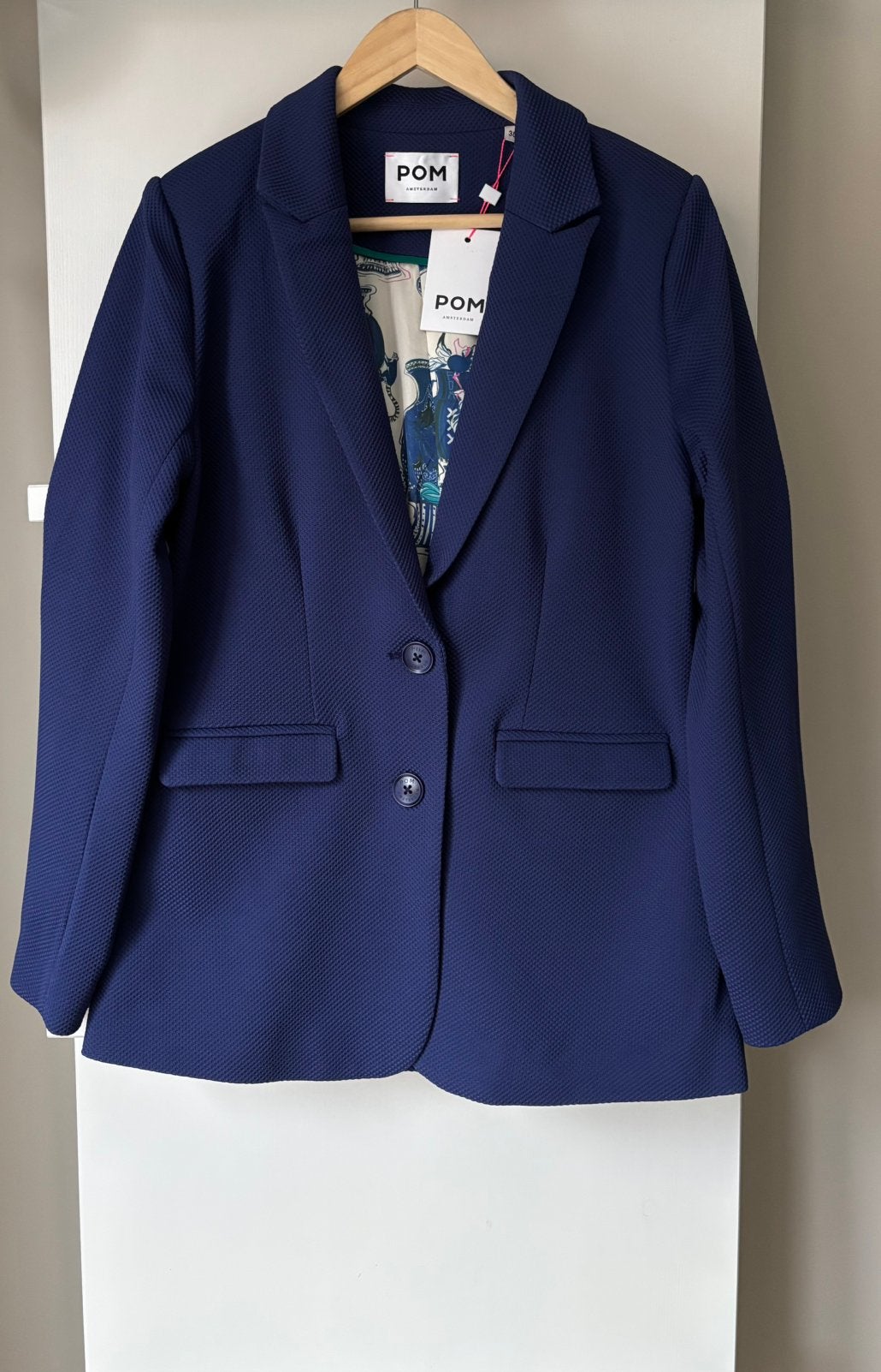 Nieuw ! POM Amsterdam Colbert Blazer jas maat 38 M blauw, Maat 38/40 (M), Blauw, Nieuw, Ophalen of Verzenden