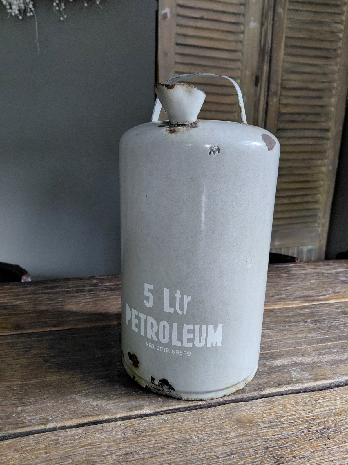 Vintage, retro, emaille petroleumkan, Ophalen of Verzenden