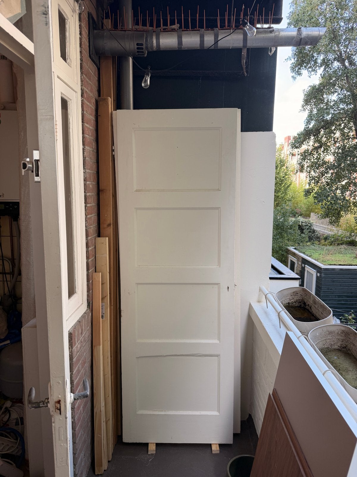 Witte binnendeur met panelen en sleutelgat, Ophalen, Gebruikt, 80 tot 100 cm, Binnendeur