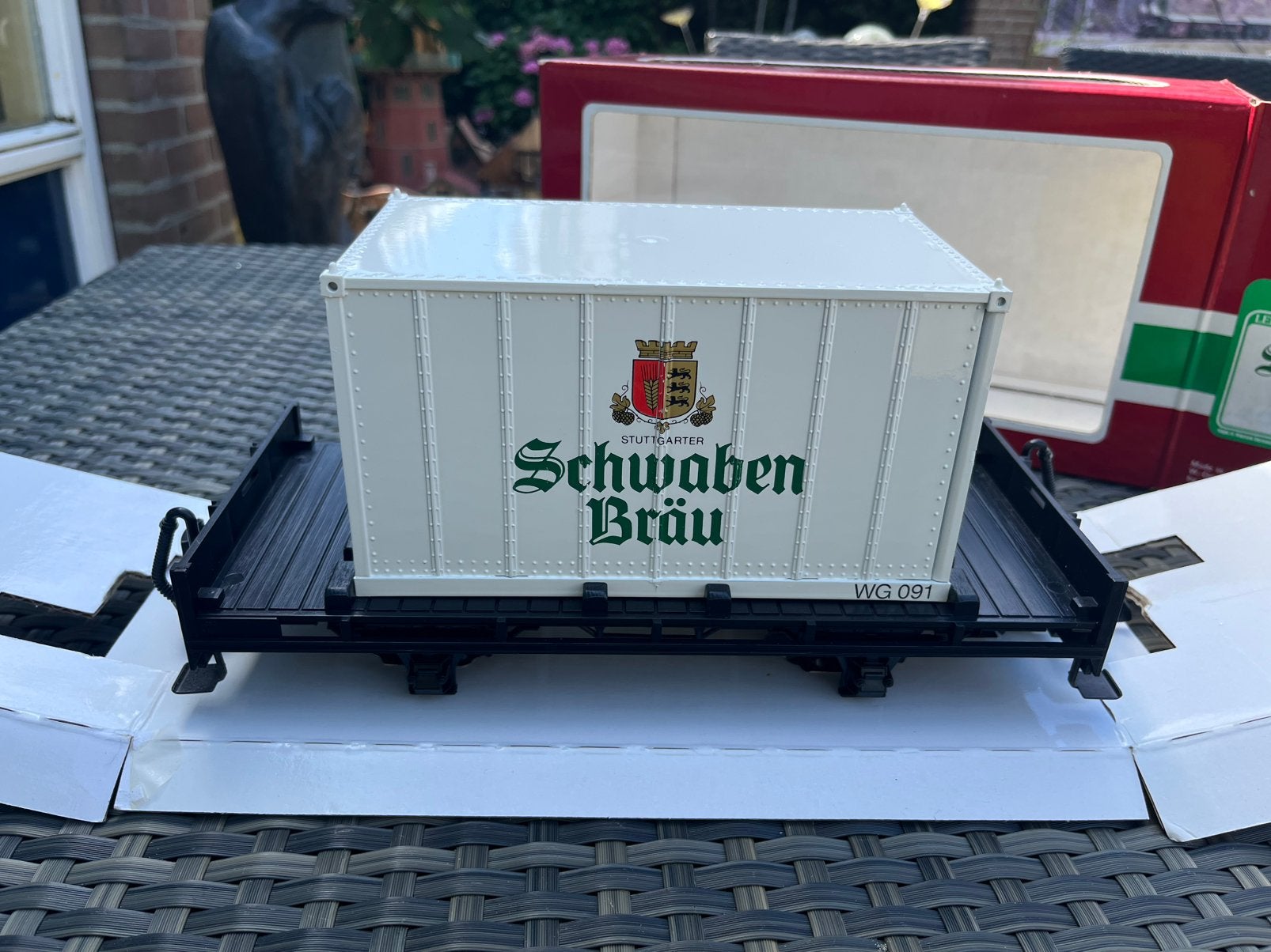 LGB 4003SB Schwaben Bräu container wagon zeldzaam ZGAN, Gelijkstroom, Wagon, Ophalen of Verzenden, Zo goed als nieuw