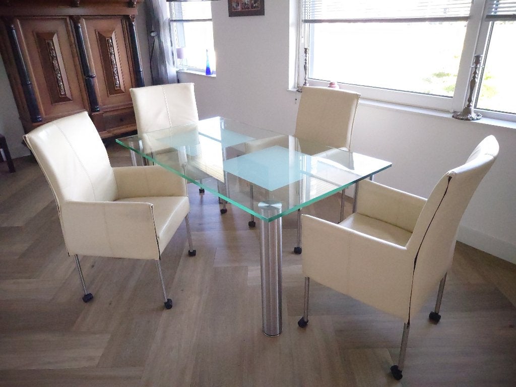 Eetkamerstoelen, Ophalen, Gebruikt, Wit, Leer