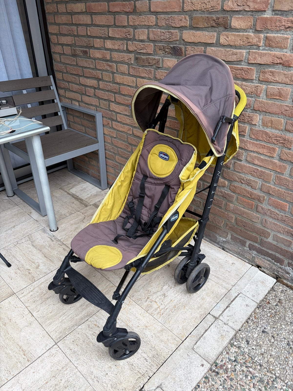 Chicco Lite Way buggy - Geel/Bruin, Ophalen of Verzenden, Gebruikt, Verstelbare rugleuning