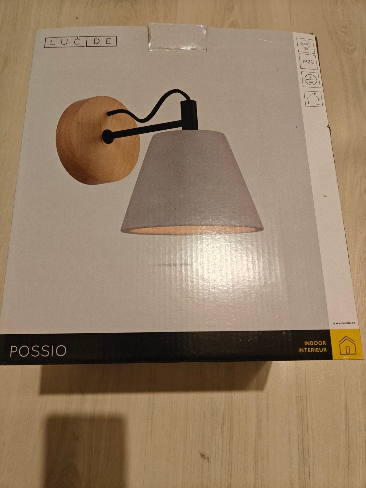 Lucide Possio wandlamp - Nieuw in doos, Grijs, Nieuw, Ophalen of Verzenden, Lucide