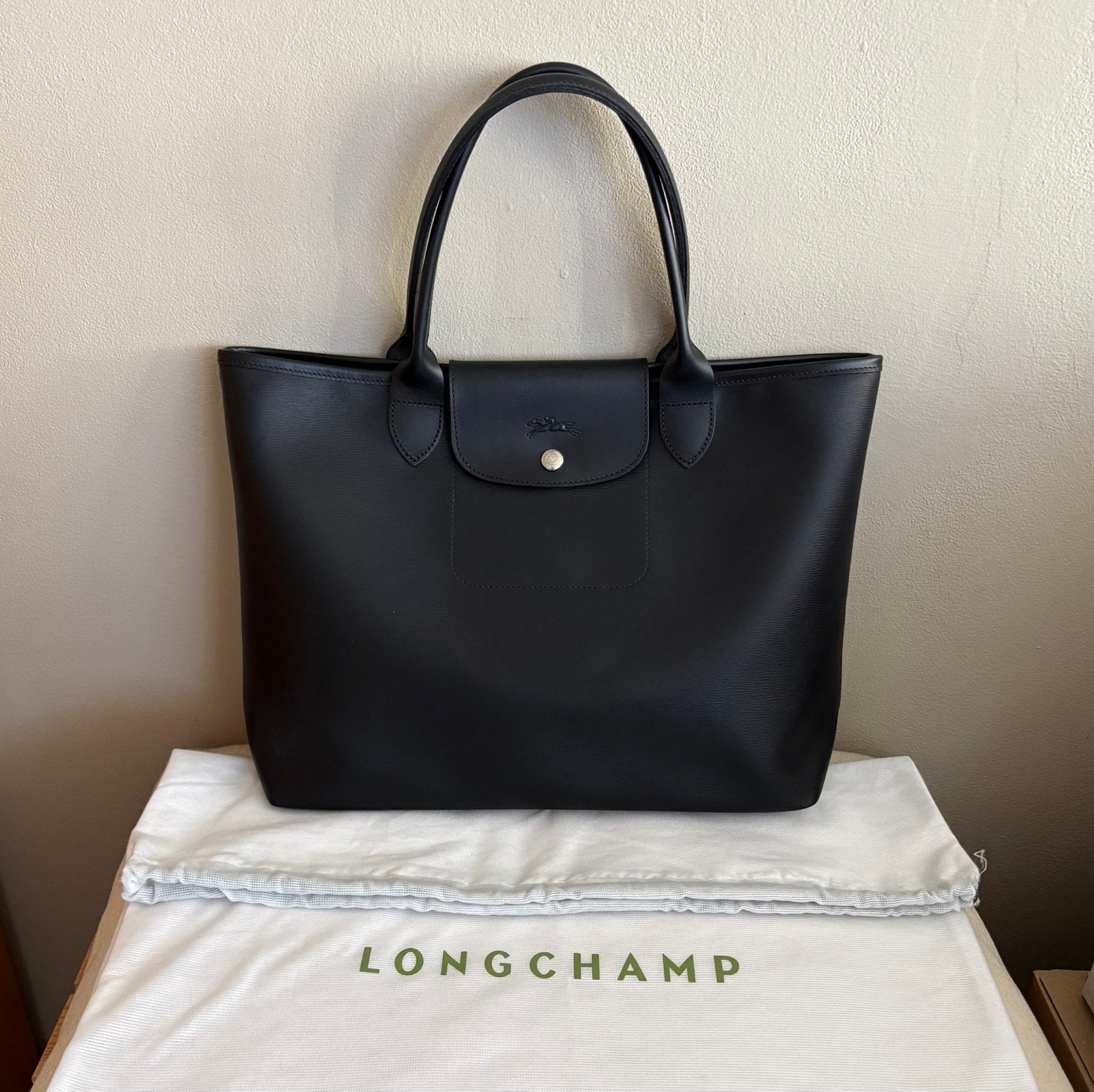 Longchamp Le Pliage City Coated Canvas Tote zwart. ZGAN, Ophalen of Verzenden, Zo goed als nieuw, Zwart, Shopper