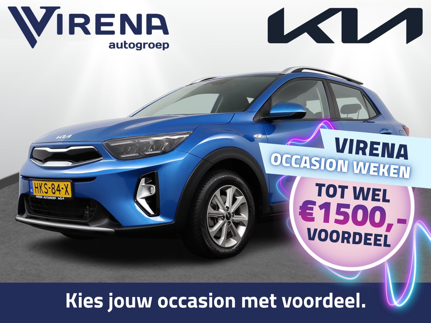 Kia Stonic 1.0 T-GDi MHEV DynamicLine Navigatie - Achteruitr, Auto's, Voorwielaandrijving, Blauw, Origineel Nederlands, Handgeschakeld