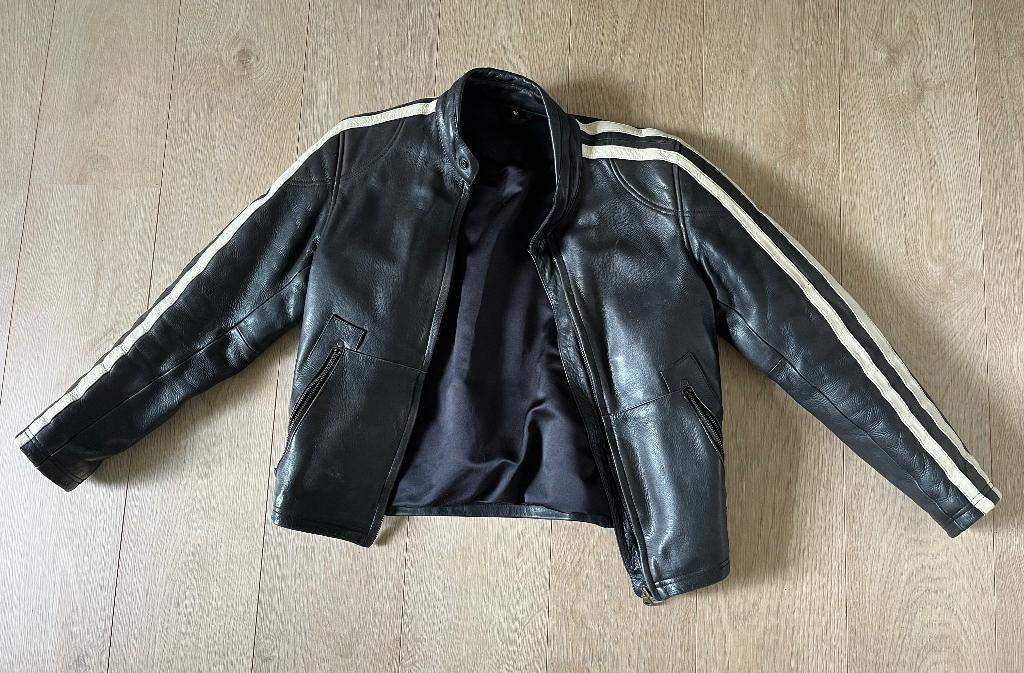 Retro leren motorjas (maat 48), Motoren, Kleding | Motorkleding, Heren, Jas | leer, Tweedehands, Ophalen
