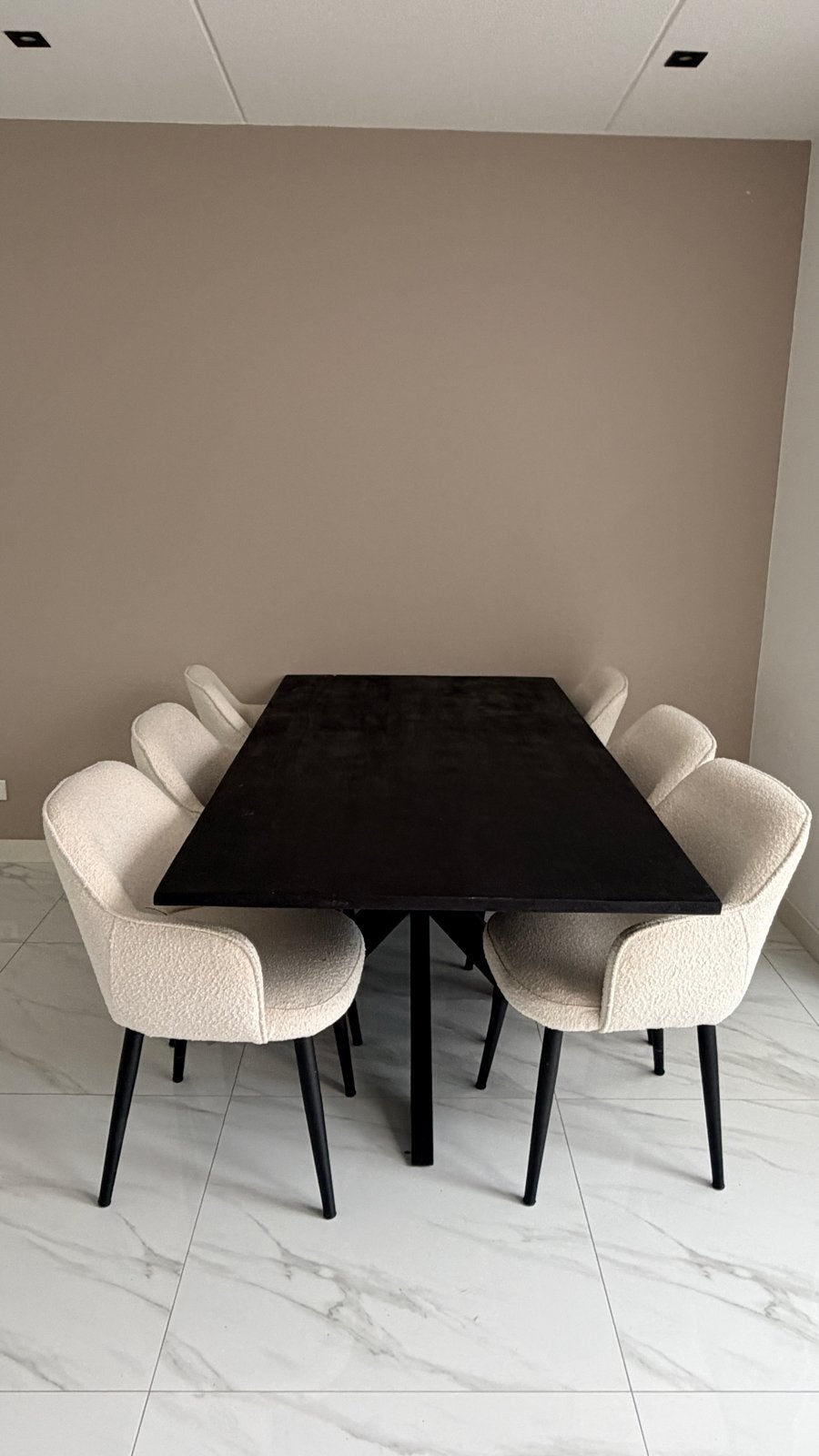 Moderne eettafel met 6 stoelen - Zo goed als nieuw, Huis en Inrichting, Ophalen, 50 tot 100 cm, Zo goed als nieuw, 150 tot 200 cm
